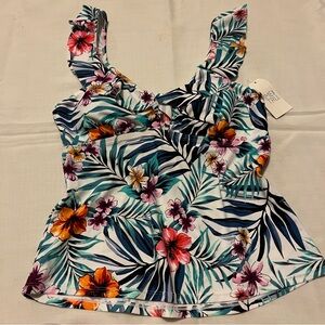 Time and Tru Tropical Floral Ruffle Tankini Top - Size S